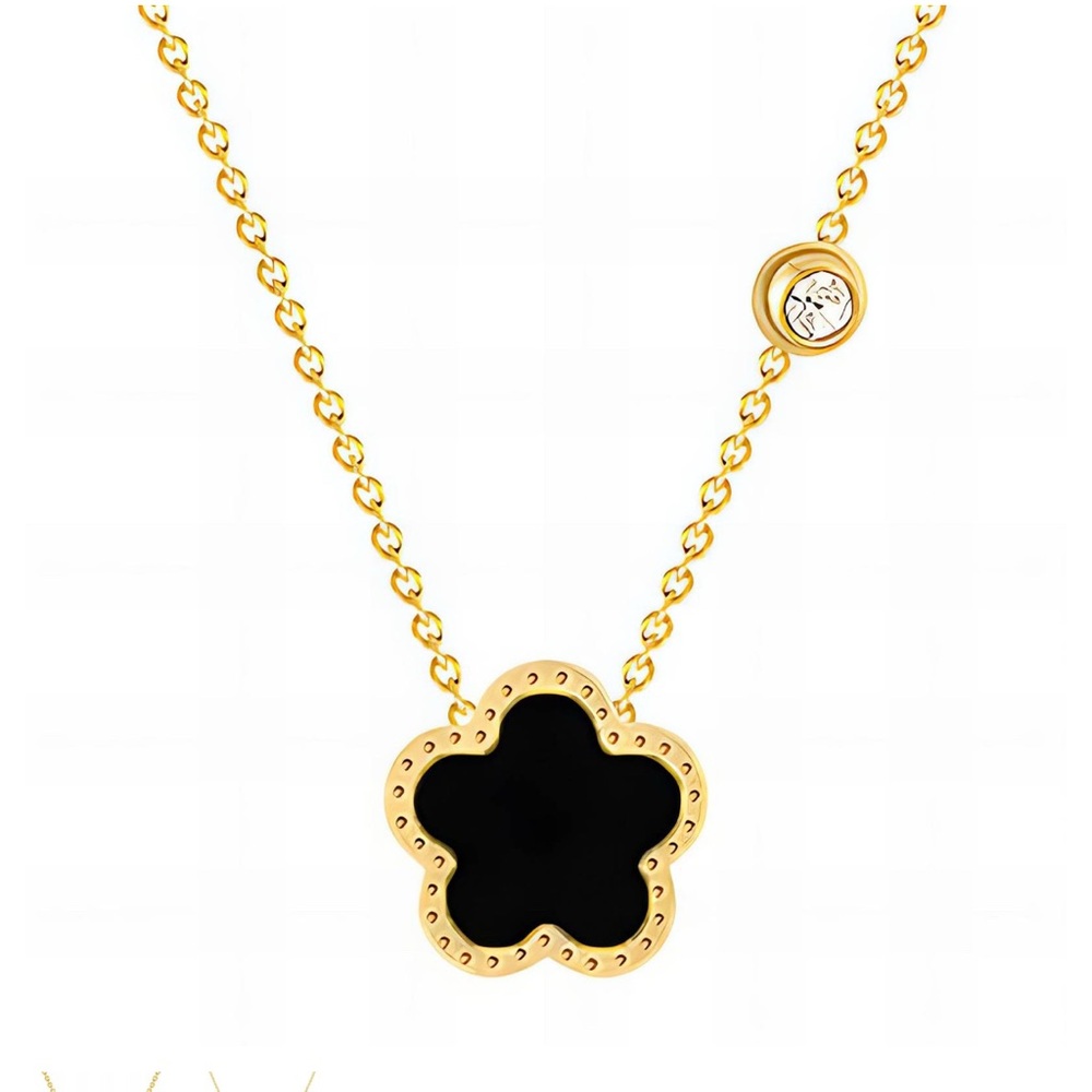 18K GOLD PLATED STAINLESS STEEL FLOWER NECKLACE, INTENSITY